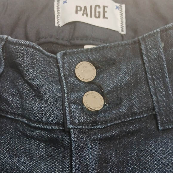 Womens Blue Denim Jeans By Paige, Sz 27, Straight Cut , Long Leg, Stretch - Picture 2 of 15